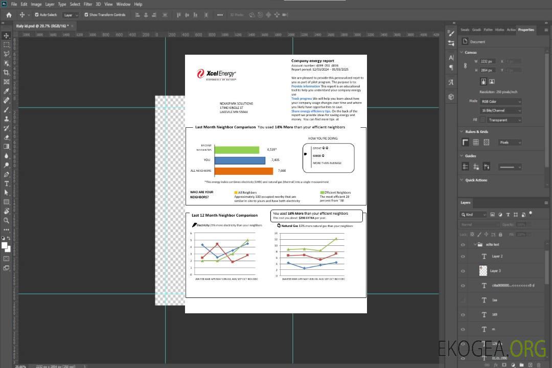 Modèle de facture de services publics d'entreprise USA Minnesota Xcel Energy aux formats Word et PDF template Modèle de facture de services publics d'entreprise USA Minnesota Xcel Energy aux formats Word et PDF template